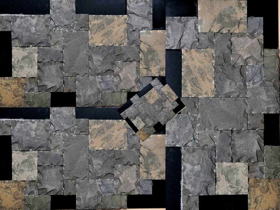 Exterior wall house cladding Black Sandstone mosaic tiles